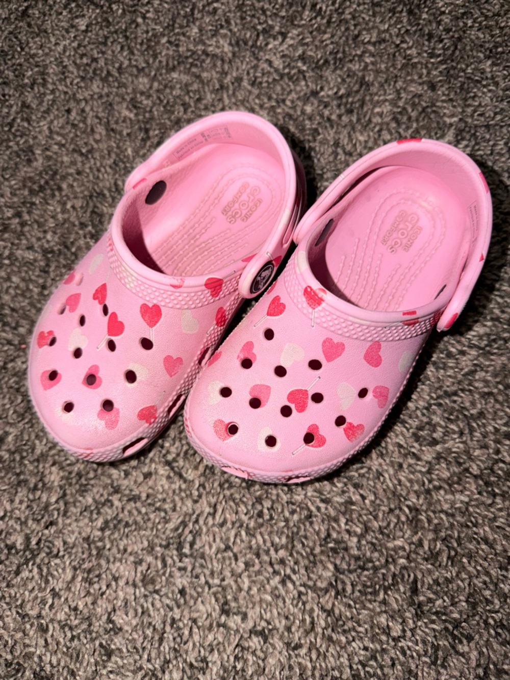 CROCS Kids Pink Heart-Print Clog Sandals
